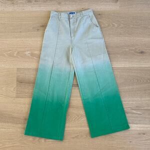 C'est Bon Wide Leg Ombre Pants Size S Tan Green